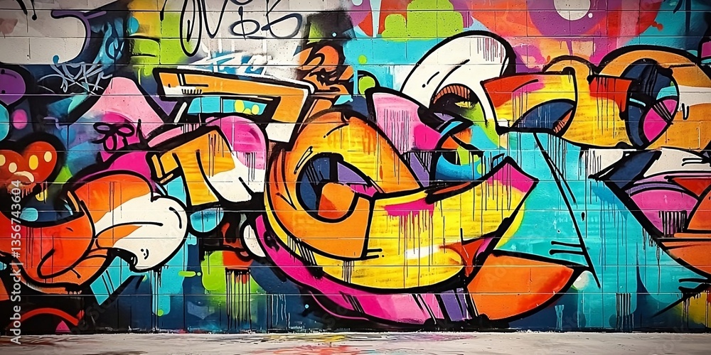 Fototapeta premium Graffiti wall abstract background, idea for artistic pop art background backdrop. Generative AI Art Illustration