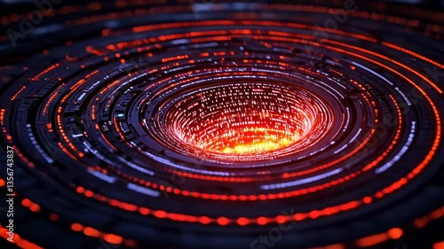 Abstract Digital Vortex: A Glowing Abyss of Data and Technology