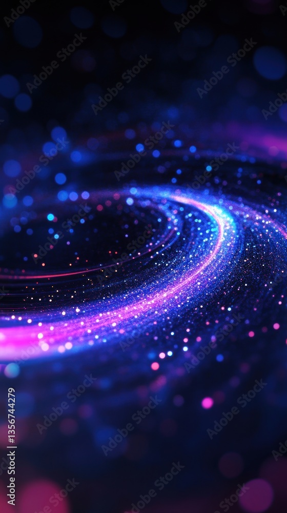 Obraz premium Abstract Cosmic Sparkles Radiating a Celestial Dance Captivating Galaxy Glowing Nebula Vortex Purple Hues