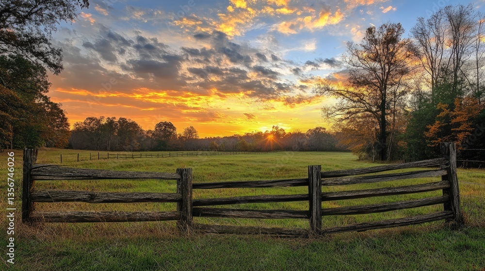 Rustic Wooden Fence Against a Breathtaking Sunset Rustic Wooden Fence Against a Breathtaking Sunset