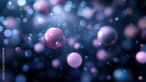 Wallpaper Mural Abstract pink spheres floating in space modern background with soft focus and bokeh effect art Torontodigital.ca