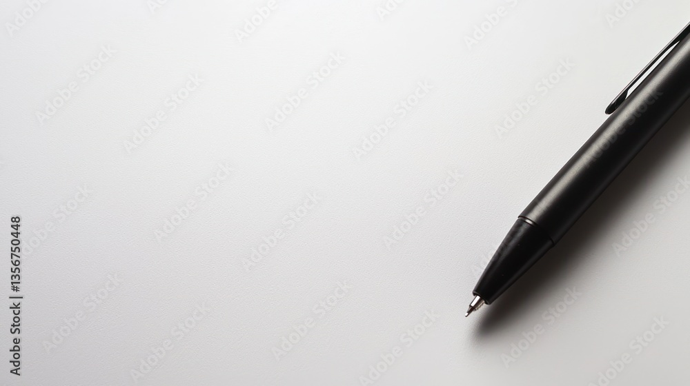 Simple Background with Sleek Black Pen on textured White Paper for Creative Writing Content Simple Background with Sleek Black Pen on textured White Paper for Creative Writing Content