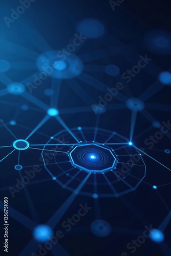 Abstract blue tech background with circuit lines and hexagons, perfect for business or science themes, blue,  vector