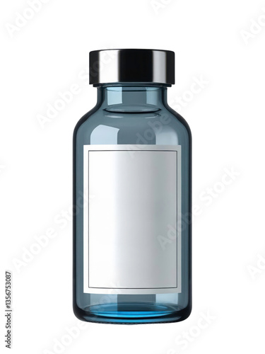 Glass bottle for injections isolated on transparent background