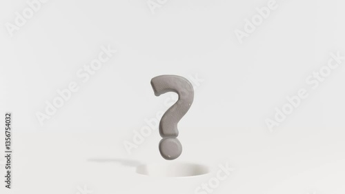 穴から飛び出す粘土で出来たクエスチョンマークの3Dアニメーション