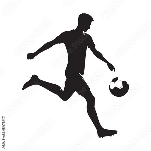 Midfield Maestro Footballer silhouette, commanding the pitch - Football illustration - Minimalist Football vector - Soccer Player silhouette

