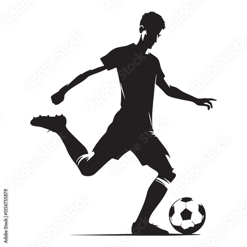 Dynamic Footballer silhouette, capturing the essence of the game - Football illustration - Minimalist Football vector - Soccer Player silhouette


