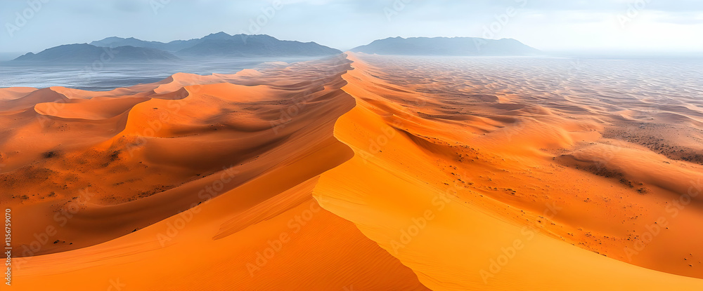 Naklejka premium Orange Sand Dunes Panorama Landscape