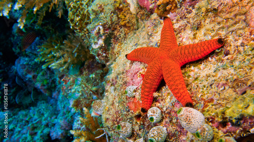 Starfish, Coral Reef, South Malé Atoll, Maldives, Indian Ocean, Asia
