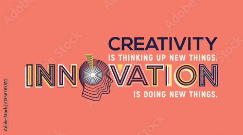 Creativity and innovation quote in modern typography. Creative design for your wall graphics, typographic poster and office space graphics.