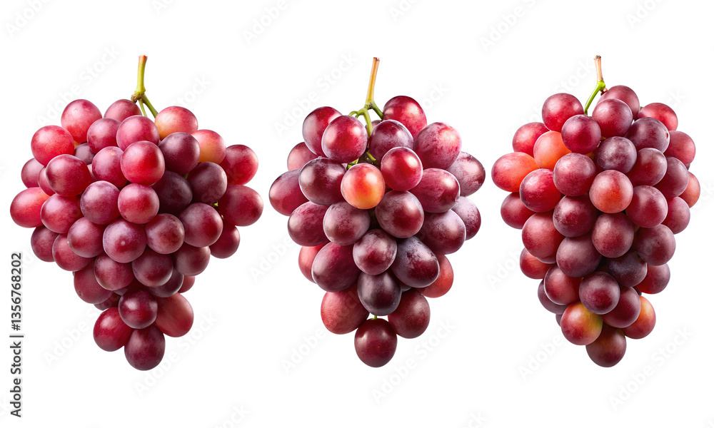 Fototapeta premium Red grapes fruit isolated, Fresh fruits collection, Collection set of grapes fruit isolated