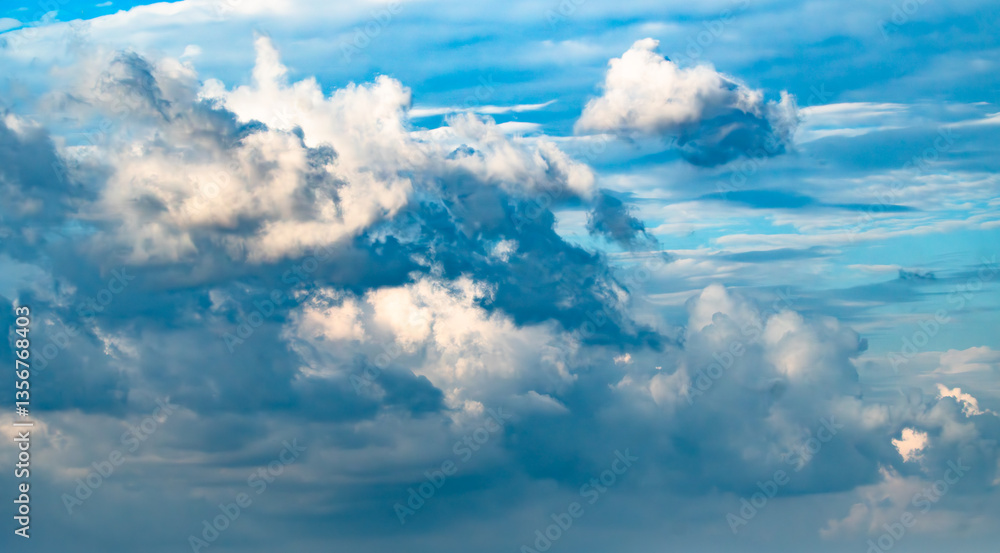 Fototapeta premium Sky. Cumulus clouds background. Sky background.