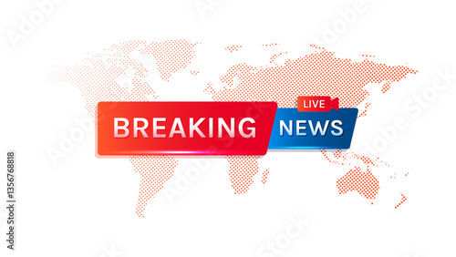 Breaking News Background with World Map Global Business Economics and Politics Update