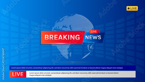 Breaking News Background with World Map Globe. Global Business, Economics, and Politics News Update
