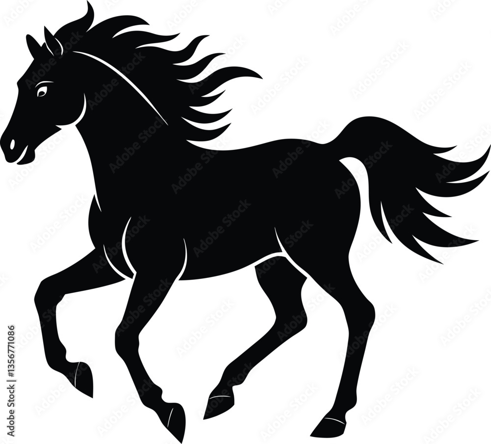 Obraz premium Running horse silhouette, racing Horse