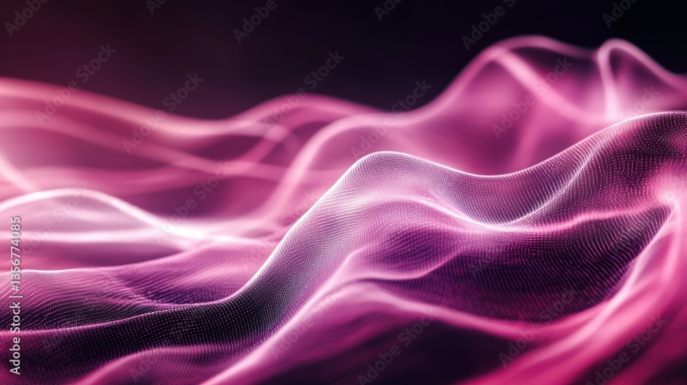 Obraz premium Captivating flowing mesh abstract rendering in magenta hue, dynamic modern backdrop, artistic, innovative tech concept
