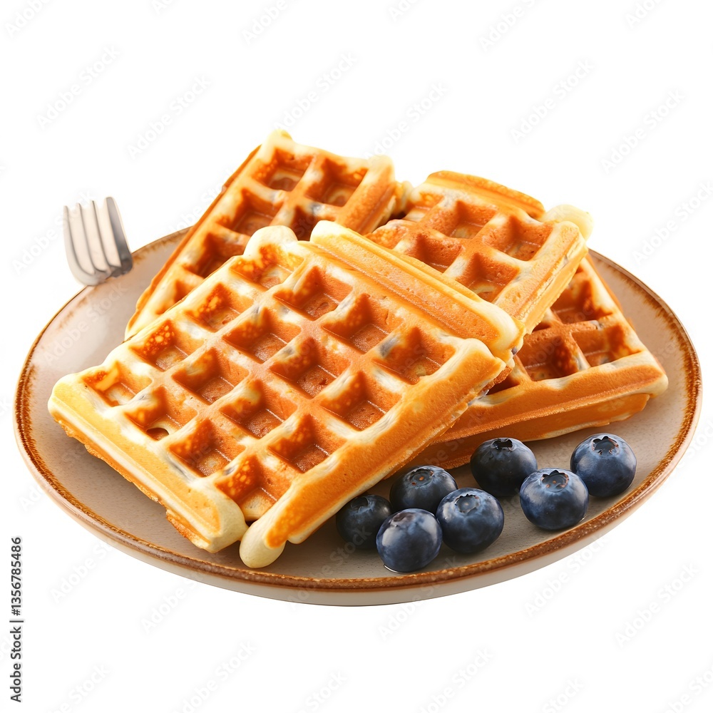 Delicious Golden Waffles with Fresh Blueberries Breakfast Delicious Golden Waffles with Fresh Blueberries Breakfast