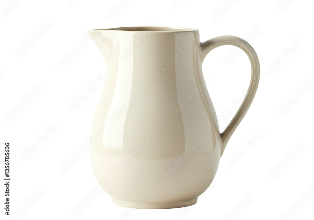 Cream Ceramic Milk Pitcher Tableware isolated on transparent background Cream Ceramic Milk Pitcher Tableware isolated on transparent background