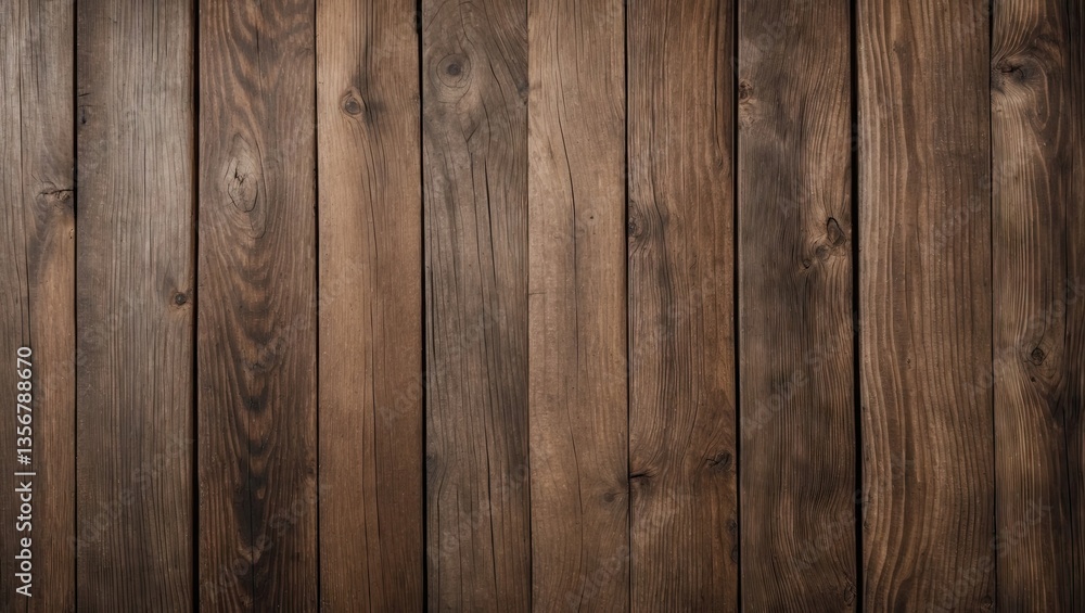 Naklejka premium Rustic wooden texture backdrop featuring rich brown tones with vertical wooden planks creating a warm and inviting ambiance ideal for backgrounds.
