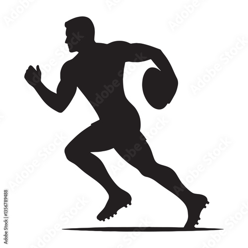 Tough Rugby Player silhouette, braving harsh conditions - Rugby illustration - Minimalist Rugby vector - Extreme dedication

