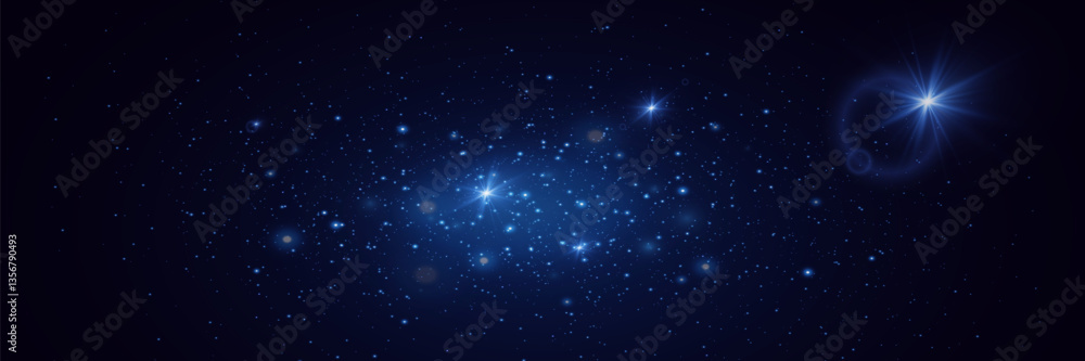 Starry universe background on transparent background stardust in deep universe.Bokeh light effect of Milky Way galaxy background.