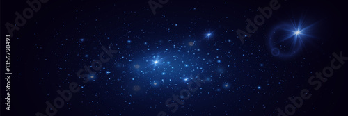 Starry universe background on transparent background stardust in deep universe.Bokeh light effect of Milky Way galaxy background.