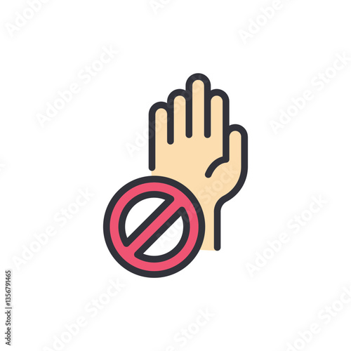 Do not touch colored icons, minimalist vector illustration ,simple transparent graphic element .Isolated on white background
