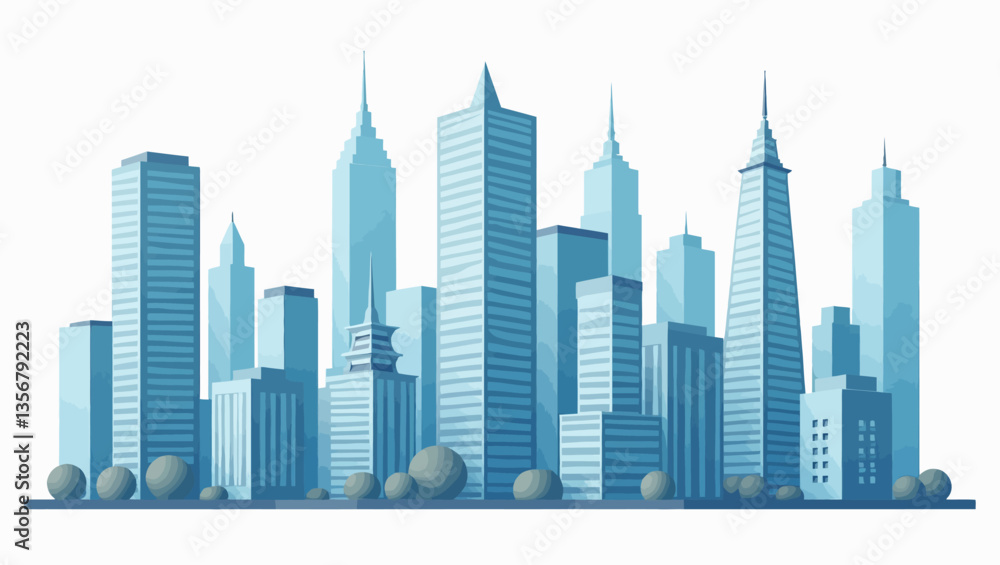 custom made wallpaper toronto digitalVector illustration of an urban city skyline with detailed skyscrapers, representing modern city life.