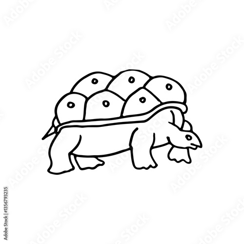 Big giant tortoise or turtle cartoon animal vector hand drawn.