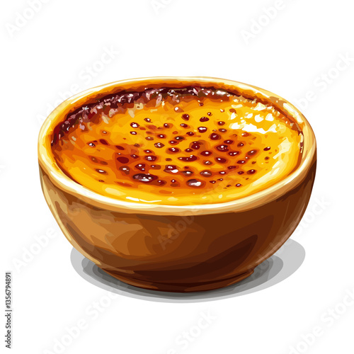 Crème Brûlée in Ramekin Vector Dessert Illustration