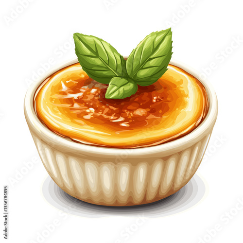 Crème Brûlée in Ramekin Vector Dessert Illustration