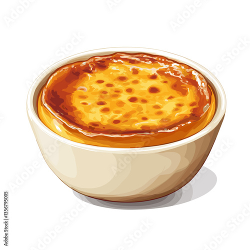 Crème Brûlée in Ramekin Vector Dessert Illustration