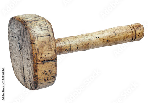 wooden mallet tool isolated on white background