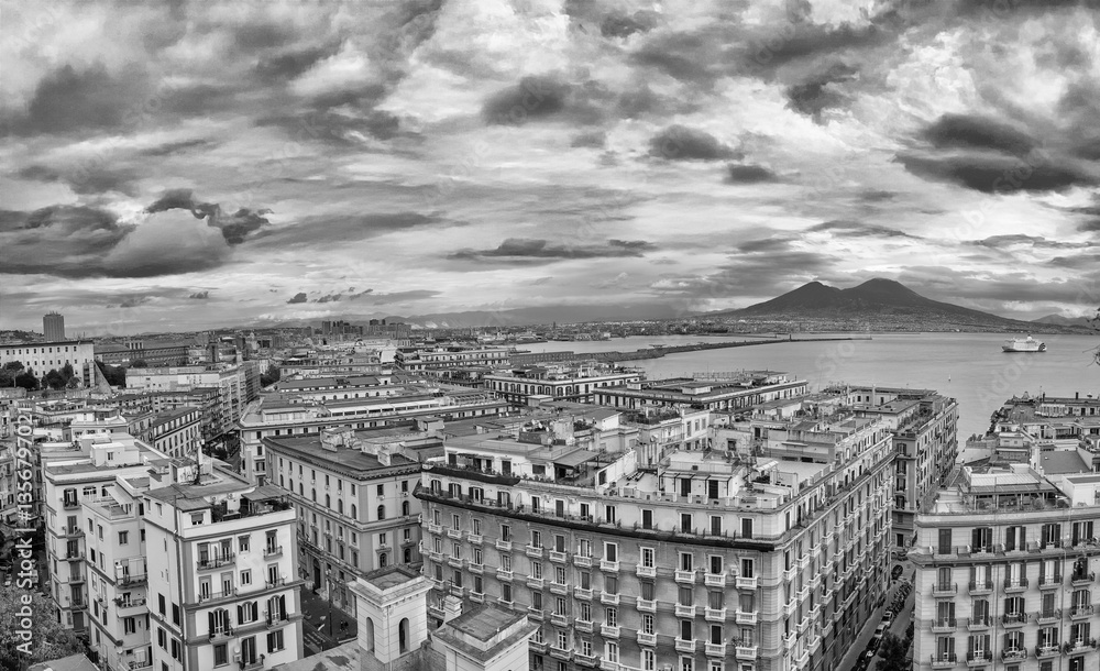Stunning panoramic view of Naples from Vomero, showcasing the city and Mount Vesuvius