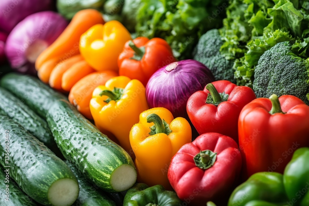 Colorful display of fresh vegetables at a local market in the afternoon sun Colorful display of fresh vegetables at a local market in the afternoon sun