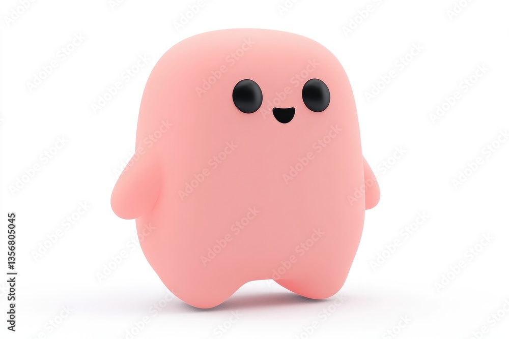 Cute, cartoonish, pink, friendly, character, 3D model Cute, cartoonish, pink, friendly, character, 3D model