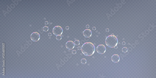  Rainbow Reflections: Realistic Soap Bubbles Collection.
