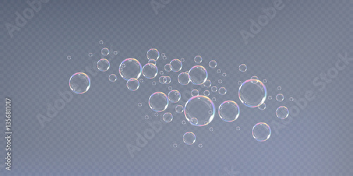  Rainbow Reflections: Realistic Soap Bubbles Collection.