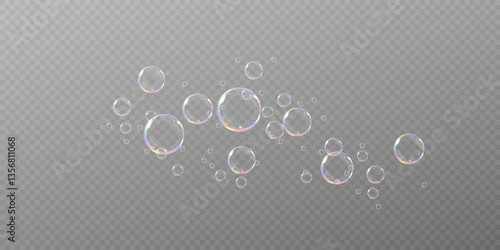  Rainbow Reflections: Realistic Soap Bubbles Collection.