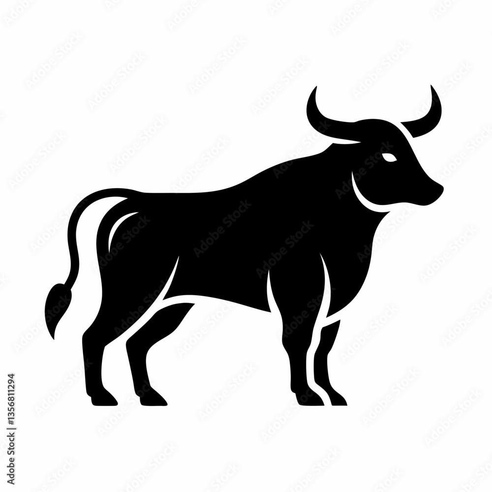 Best Cattle Sell Logo: Bull Silhouette Vector on White Background - Stock Illustration Best Cattle Sell Logo: Bull Silhouette Vector on White Background - Stock Illustration