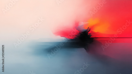 A dynamic visual symphony featuring vivid, bold brushstrokes juxtaposed against dark, moody tones,