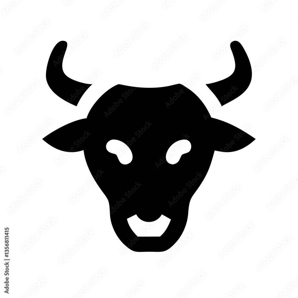 Fototapeta premium Bull Vector Silhouette on White Background – High-Quality Illustration
