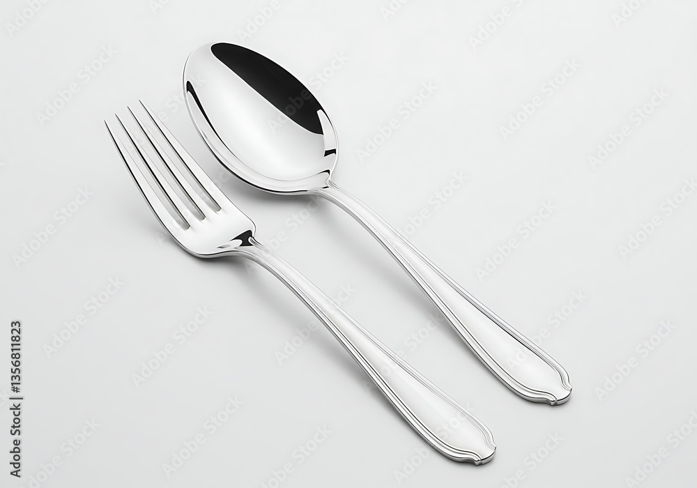 Realistic Silver Fork and Spoon Set - PNG Image Realistic Silver Fork and Spoon Set - PNG Image
