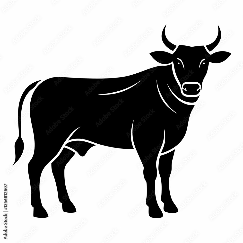 Obraz premium Best Cattle Sell Logo: Bull Silhouette Vector on White Background - Stock Illustration