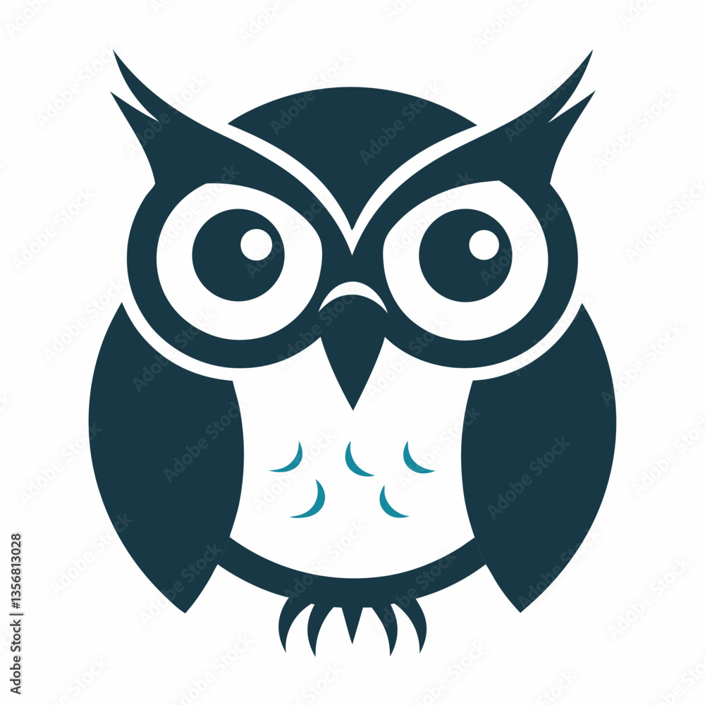 Minimalist Owl Silhouette Logo with Expressive Eyes – Vector Illustration Minimalist Owl Silhouette Logo with Expressive Eyes – Vector Illustration