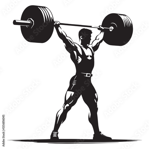 Unstoppable Weightlifter silhouette, proving that strength has no limits - Weightlifting illustration - Minimalist Weightlifter vector - The ultimate test of will


