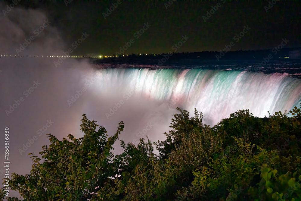 Niagara Falls night colors from the canadian side, Ontario