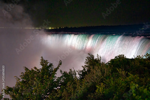 Obraz na płótnie Niagara Falls night colors from the canadian side, Ontario w salonie