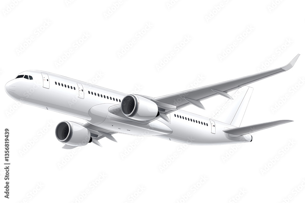 Obraz premium Commercial jet airliner in angled ascent view isolated. AI generated..