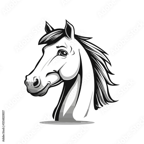 Elegant Horse Head Illustration Monochrome Equestrian Art